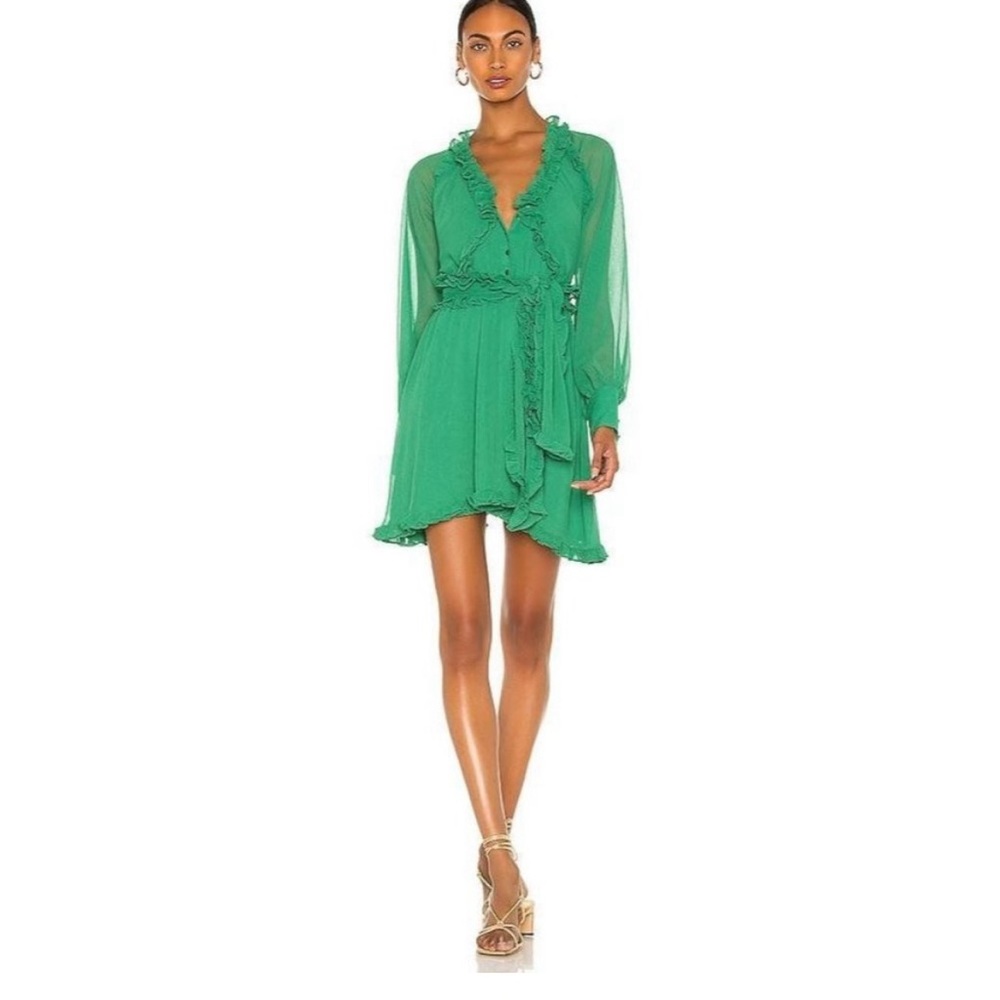 Alexis Suzette Ruffle Green Mini Dress Size Medium